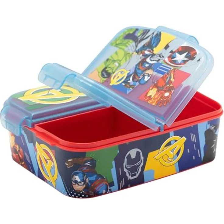 The AVENGERS Brotdose, Lunchbox mit 3 Fächern, Captain America, Hulk, Iron Man, für Kinder ab 3 Jahren, Kunststoff, 18 x 5,5 x 13,5 cm – Bild 1