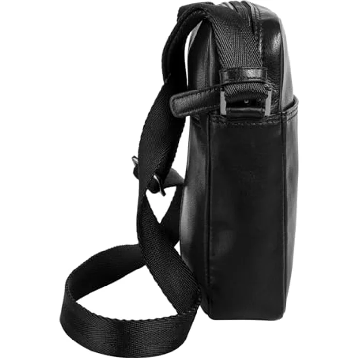 bugatti Umhängetasche CLIFF, echt Leder, schwarz, 21 cm x 16 cm x 5 cm, verstellbarer Schultergurt, Smartphonefach bis 6,7 Zoll – Bild 5