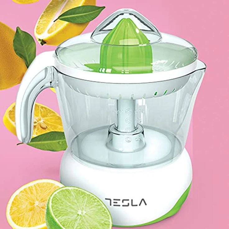 TESLA CJ100WG Zitruspresse, 40 W, 700 ml Fassungsvermögen, 2 Kegel, 2-Wege-Drehung, Schutzhülle, weiß-grün – Bild 4