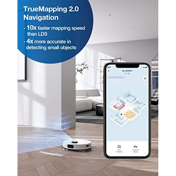 Ecovacs Deebot T10 PLUS Saugroboter mit Wischfunktion und Absaugstation, 260 min Akkubetrieb, 3000 Pa Saugleistung, weiß – Bild 4