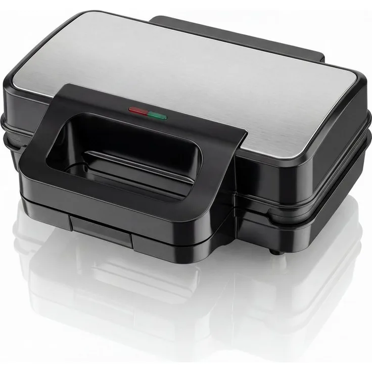 Arendo 3-in-1-Sandwichmaker, Multifunktions-Snackmaker mit 900 W, Edelstahl-Applikation, Antihaftbeschichtung, inkl. Plattensets für Sandwich, Waffel & Grill