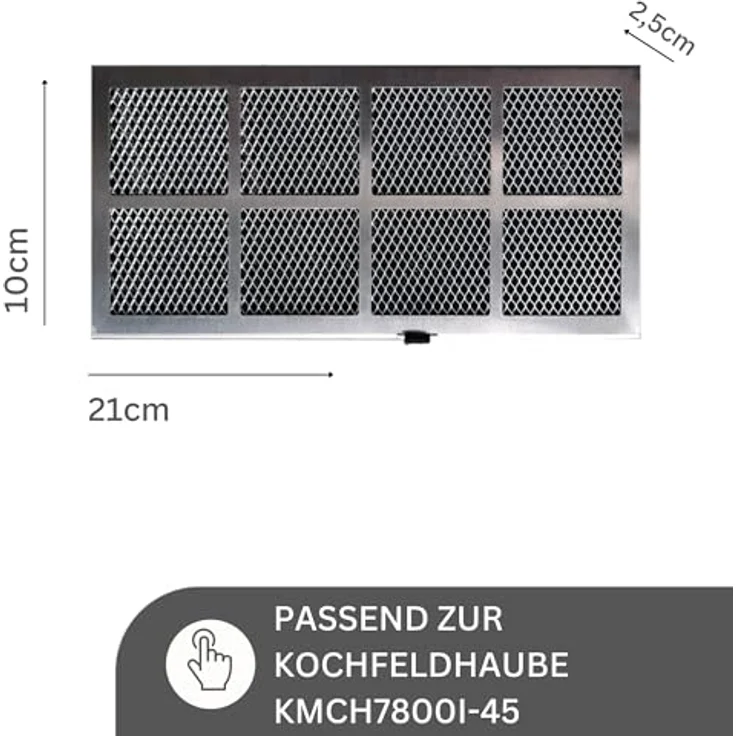respekta Aktivkohlefilter MIZ 7800, 2er Set Kohlefilter für Kochfeldhaube mit hoher Filtrationsleistung, 2,5 x 10 x 21 cm – Bild 3