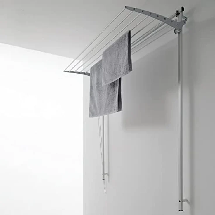 Foxydry Wandständer Wall, vertikaler Wäscheständer aus Aluminium und Stahl, höhenverstellbar, 88x52x137 cm (Grau, 80) – Bild 2