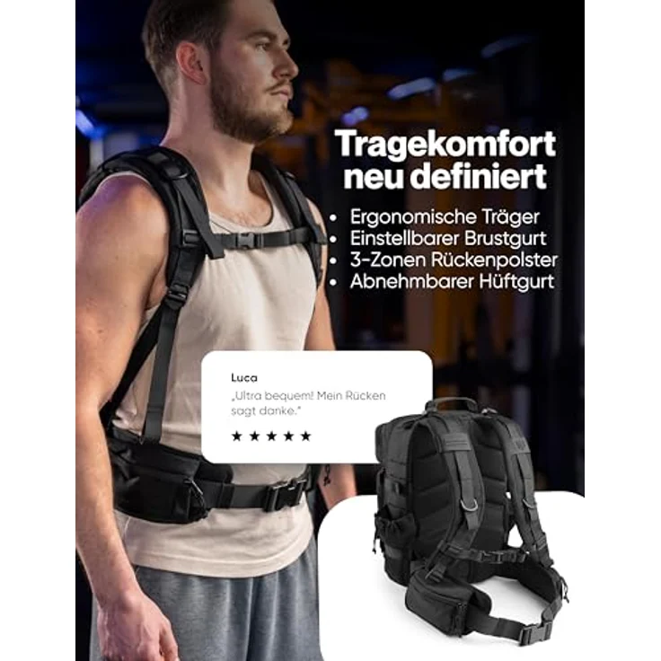 RUGSAK Alpha Go 25L Rucksack Phantom Black – Wasserabweisend, 18-Zoll Laptopfach, Ergonomisch, Alltag, Reise & Outdoor – Bild 3