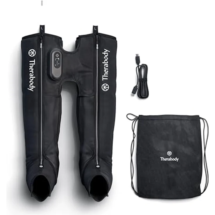 Therabody JetBoots Prime Ultra-Portable, kabellose Kompressionsstiefel für einfache Erholung der Beinmuskulatur - Waden-, Bein- und Oberschenkel-Kompressionsmanschette, Tragbarkeit und anpassbare Behandlungen, schwarz – Bild 4