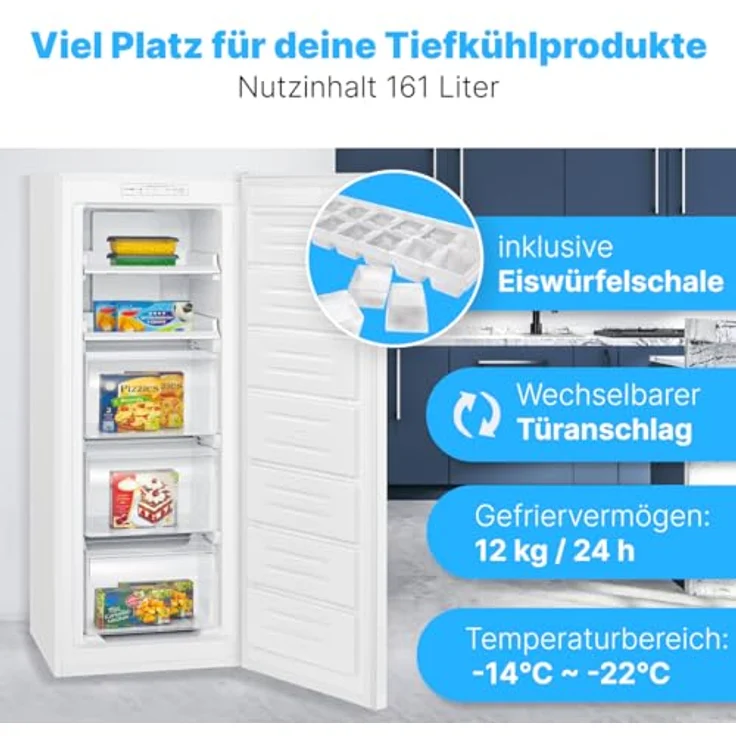 Bomann® freistehender Gefrierschrank GS 7362, Nofrost 161 L mit Total No Frost, Schnellgefrierfunktion und MultiAirflow-System, weiß – Bild 5