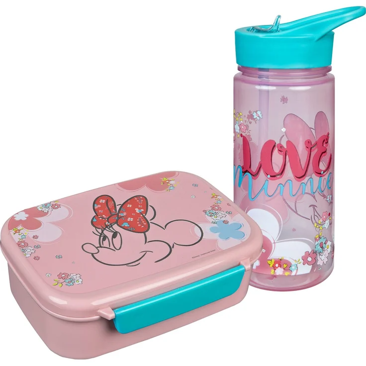 Scooli Lunchbox Brotzeitdose & Trinkflasche Set, Minnie Mouse Motiv, Kunststoff, 2-tlg, inklusive Trinkflasche 500 ml