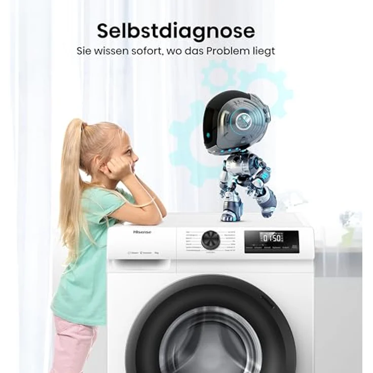 Hisense WF-1-Q-9041-BW, 9 kg Waschmaschine mit Energieeffizienzklasse A, Dampfwäsche und 15-Minuten-Programm, weiß – Bild 16