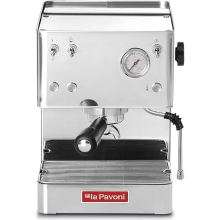 La Pavoni Siebträgermaschine New Casa Bar Steel, Espressomaschine mit mattschwarzem Edelstahlgehäuse und 15 bar Pumpendruck – Bild 3
