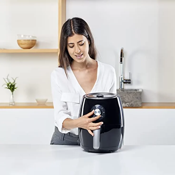 Black + Decker BXAF2500E Heißluftfritteuse, ohne Öl, Standgerät, 1500 Watt, 2,5 Liter, Temperaturbereich bis 200 °C, Timer, schwarz – Bild 7