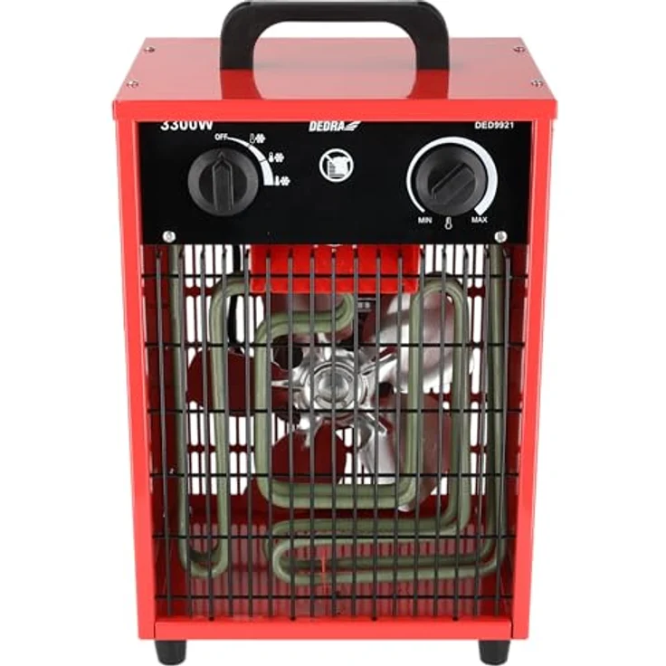 Dedra Elektro-Lufterhitzer DED9921, 3,3 kW Heizgerät mit Thermostat, drei Betriebsarten, einstellbare Temperaturregelung, Metallgehäuse für Räume bis ~35 m² – Bild 2