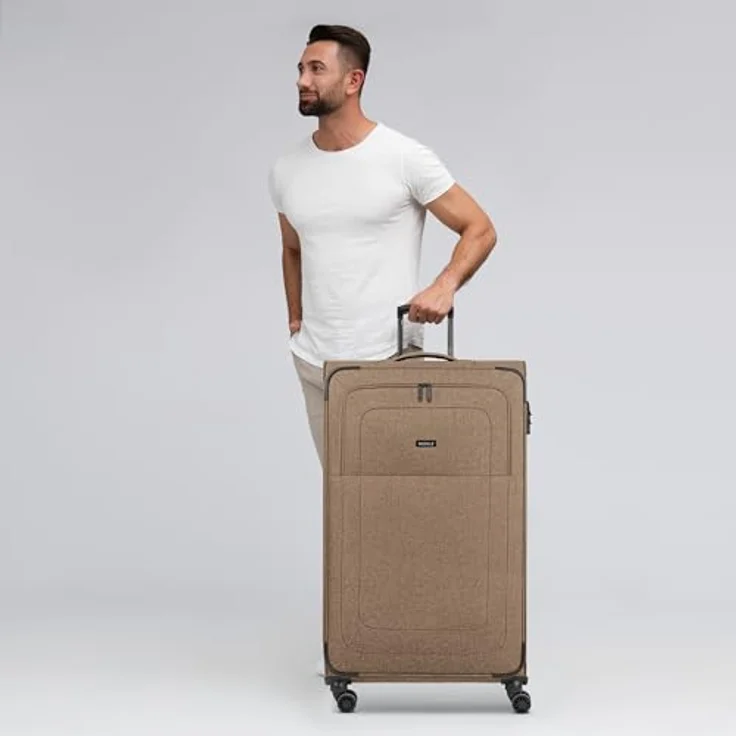 Redolz Essentials 12 4-Rollen Trolley XL 90 cm, braun, 130 l, TSA-Schloss, geräuscharm, hochwertiges Design – Bild 4