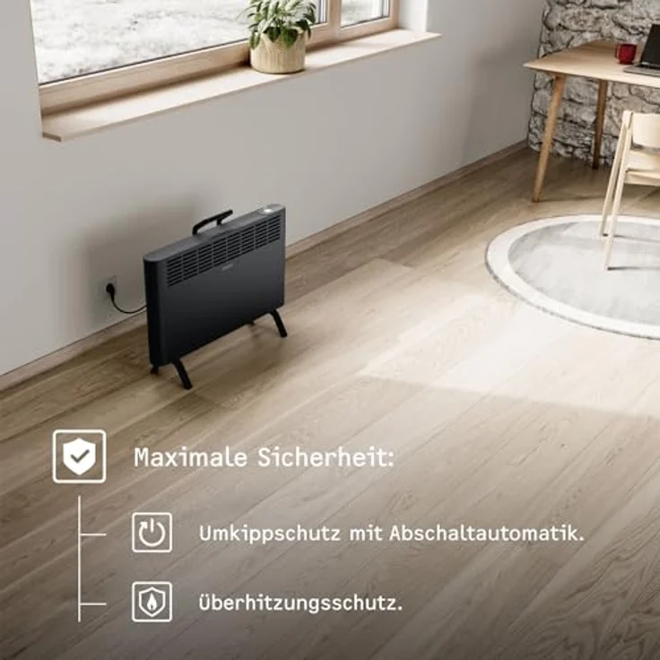 Stiebel Eltron neue Elektroheizung energiesparend Standgerät CNS-B 2000 Plus LCD move 2kW Schwarz TÜV geprüft Wochentimer – Bild 3