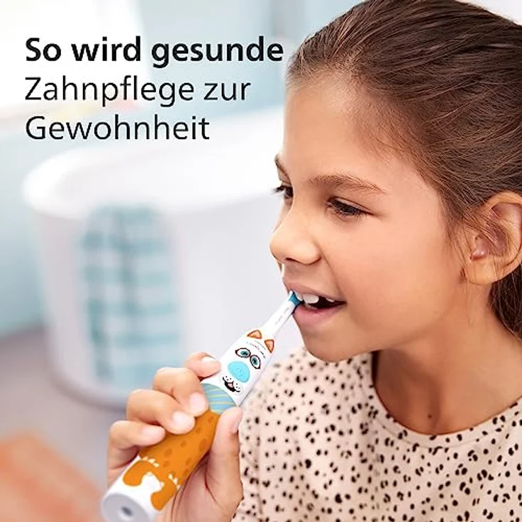 Philips Sonicare For Kids elektrische Zahnbürste - Design a Pet Edition - mit besonderen Tieraufklebern für Kinder, schmales Reiseetui und USB-Ladegerät (Modell HX3603/01) – Bild 4