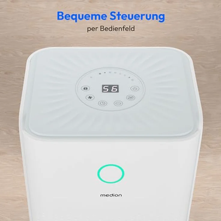 MEDION DH12 Luftentfeuchter (elektrisch, 12Liter/23h, bis zu 15qm, 38db leise, Badezimmer, Schlafzimmer, 2 Liter Wassertank, Wäschemodus, Timer, Bodenrollen, MD12047) – Bild 3