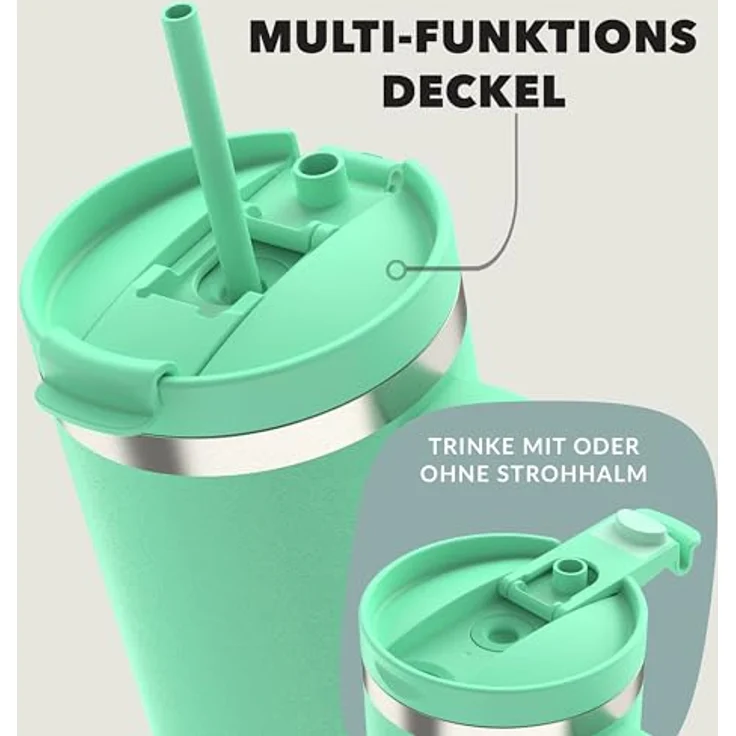 Contigo Streeterville Thermosflasche 1200 ml, isolierte Edelstahl-Trinkflasche mit Henkel und Strohhalm, hält Getränke bis zu 29 Stunden kalt, BPA-frei, spülmaschinenfest – Bild 3