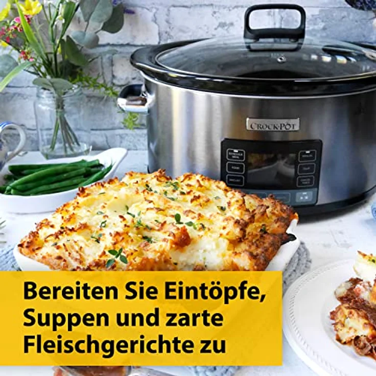 Crock-Pot CSC066X digitaler Schongarer, 240w, 5,6L ,Glasdeckel, Timer, Edelstahl, silber – Bild 3