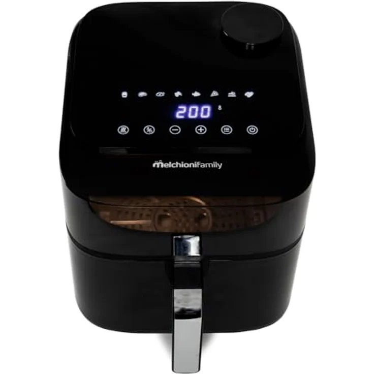 Melchioni Heißluftfritteuse Chiara mit Soft-Dampf, 6,5L Kapazität, Digitalanzeige, leise, Stahlwände, 1700W – Bild 2