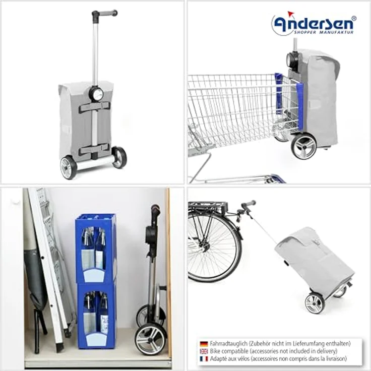 Andersen Unus Shopper MIX A10 Einkaufstrolley 59 cm, Mehrfarbig, leichter Alurahmen, faltbarer Fuß, höhenverstellbar – Bild 5