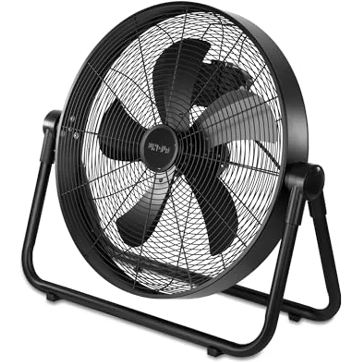 Unold Windmaschine Black Steel 86735, 3-stufig, Metall-Standfuß, verstellbarer Neigungswinkel, Korbdurchmesser 50 cm, 65 W, schwarz