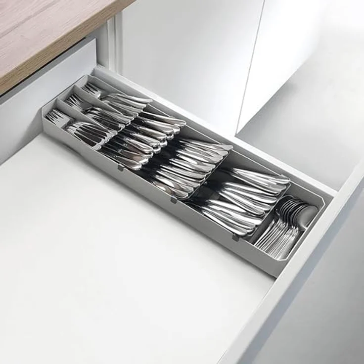 Best Besteckeinsatz, verstellbarer Besteck Organizer, grau – Bild 4