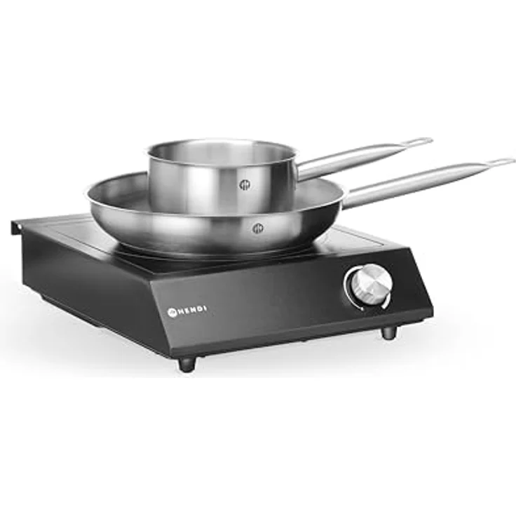 Hendi Induktionskocher Set, 3500W mit Stielkasse und Kochplatte aus rostfreiem Edelstahl, Schwarz – Bild 4