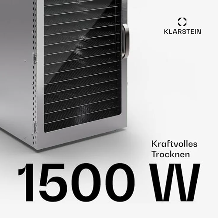 Klarstein Dörrgerät, Dörrautomat für Gemüse, Obst, Pilze & Fleisch, 1500W Edelstahl-Dörrautomat, Trockenautomat mit 16 Metallgitter, Dörrgerät mit 24H Timer & Touch-Display, Food Dehydrator – Bild 2