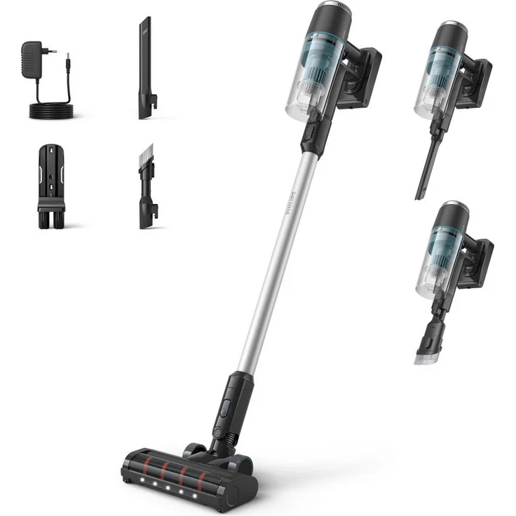Philips Akku-Hand-und Stielstaubsauger XC3031/01 3000 Series "Staubentdecker", beutellos, mit 60 Minuten Laufzeit, 50,4 W, inkl. 2 Zubehörteile