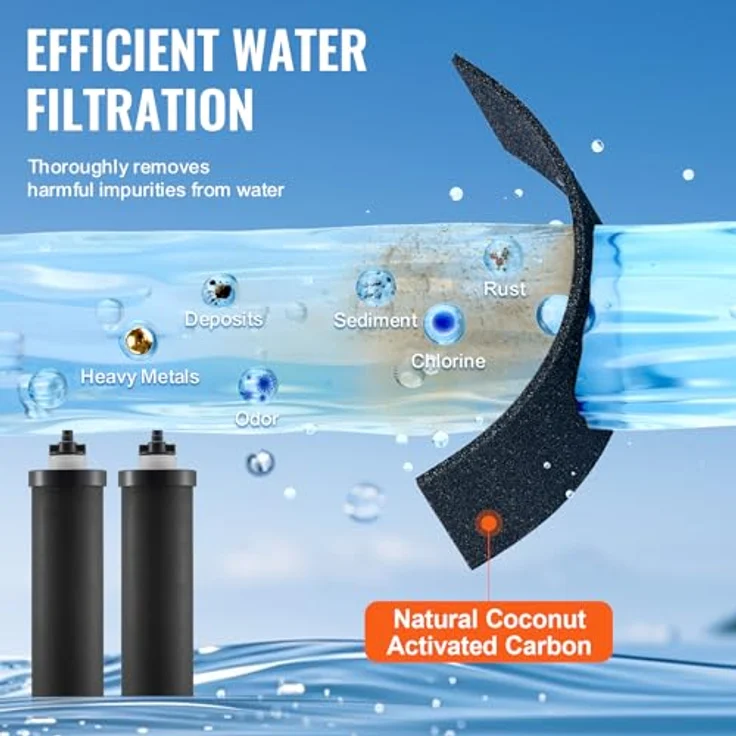 VEVOR Wasserfilter-Ersatz Reinigungselemente 2er-Pack, Aktivkohlefilter für Schwerkraft-Wasserfiltersysteme, 99% effektive Chlorentfernung, kompatibel mit den meisten Marken – Bild 4