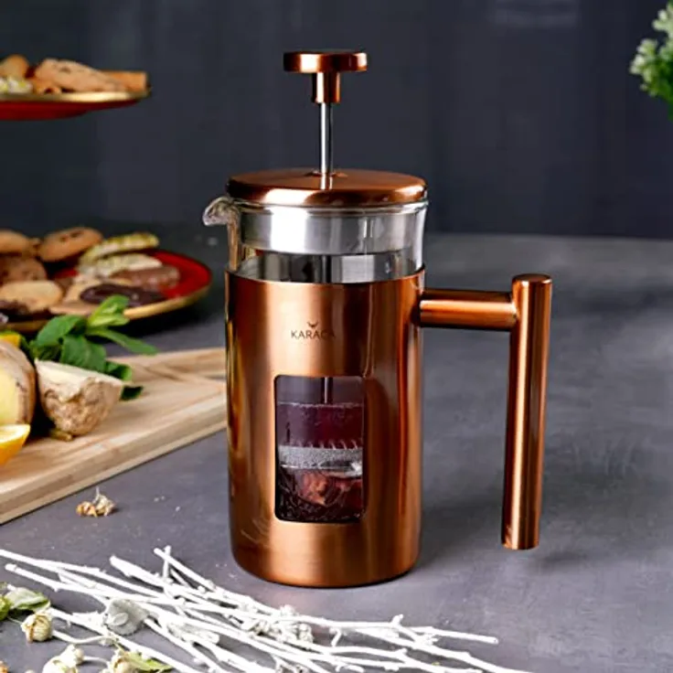 KARACA Borosilicate Glass Copper French Press 350 ml, Kaffeepresse für Zuhause