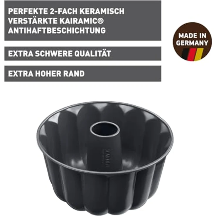Kaiser La Forme Plus Bund-- Gugelhupfform, 24 cm, leboden, antihaftbeschichtet, schnittfest, extra hoher Rand – Bild 3
