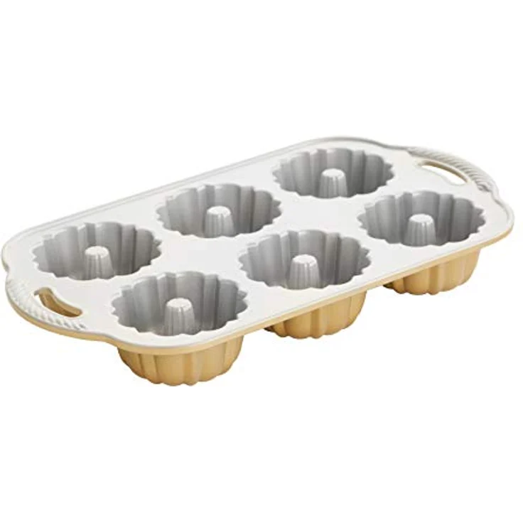 NordicWare Backform-Kuchenform-Minikuchen-Anniversary Bundtlette, Aluminium, Gold, 21,8 x 32,8 x 5,1 cm – Bild 9