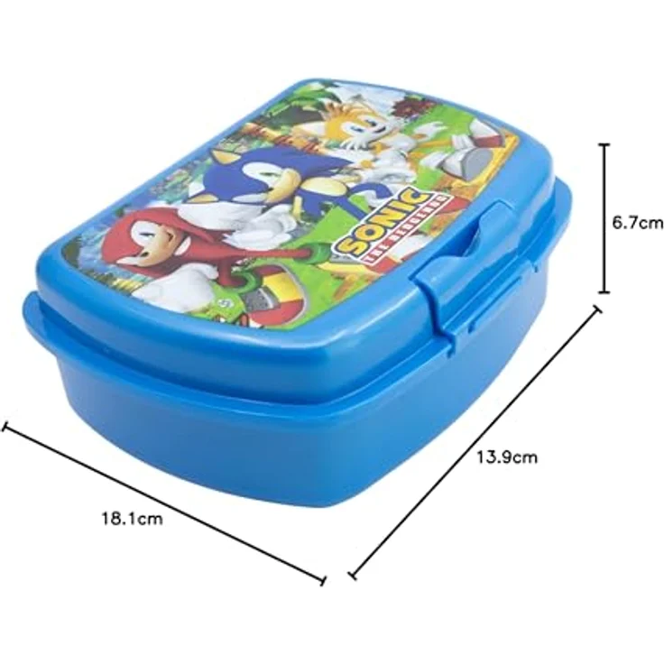 Tinisu Sonic Brotdose Lunchbox, Kunststoff, 16cm x 12cm x 5cm, Kinder Sandwichbox – Bild 4