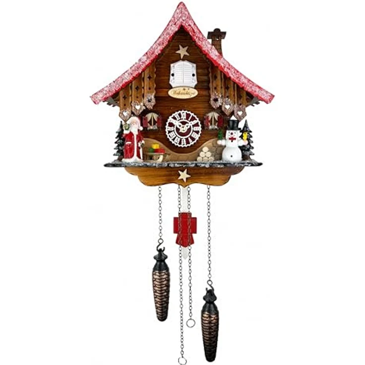 Trenkle Quarz Kuckucksuhr Weihnachtsedition, Original Schwarzwälder Haus mit Musik, Hergestellt in Deutschland – Bild 1