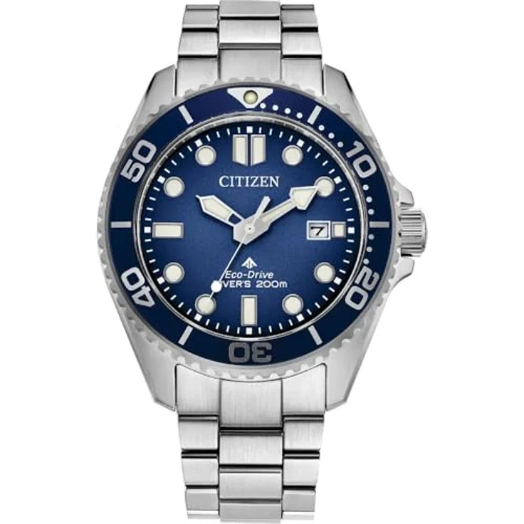 Citizen Watch BN0260-54L, Analoguhr mit Eco-Drive-Technologie, blaues Zifferblatt, silbernes Edelstahlarmband, wasserdicht bis 20 bar, Kalenderfunktion – Bild 1