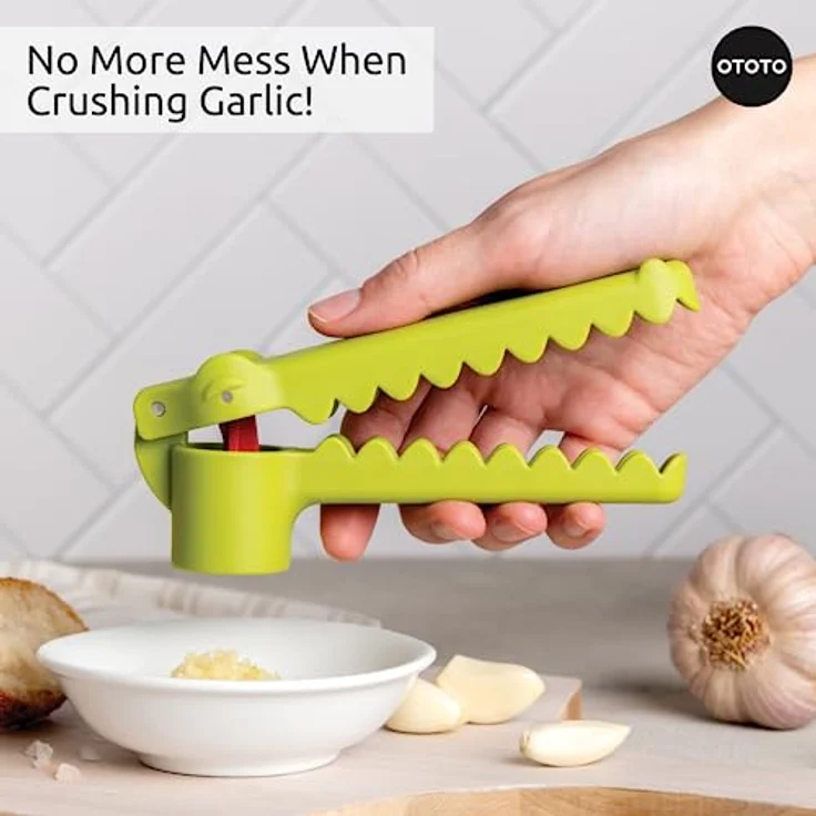 OTOTO Knoblauchpresse Garligator, Alligator-Knoblauchpresse mit ergonomischem Griff und integrierter Reinigungsbürste - Preisvergleich – Bild 3