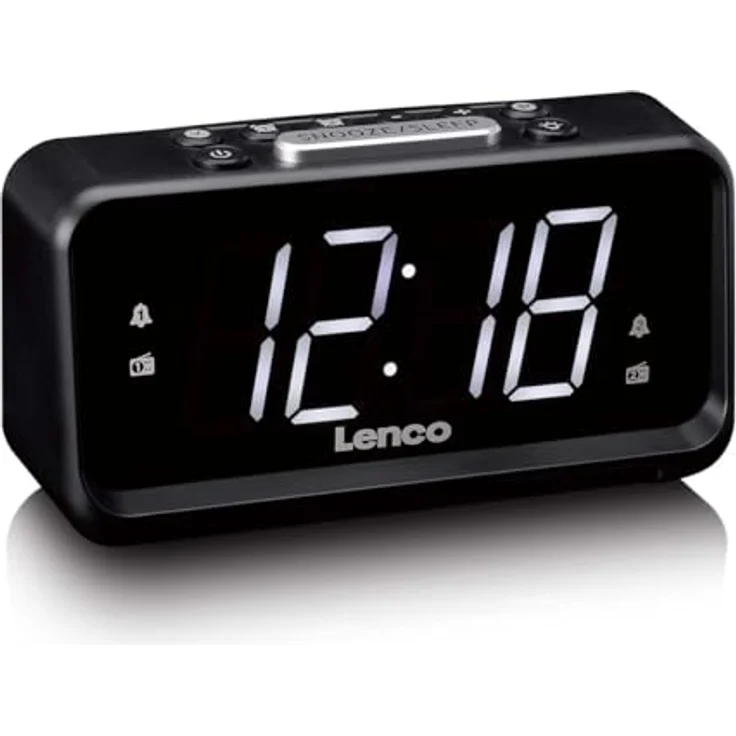 Lenco CR-28BK, FM-Radiowecker mit 1,2-Zoll-LED-Display, Schlummerfunktion, Nachtlicht und USB-Anschluss, schwarz – Bild 6