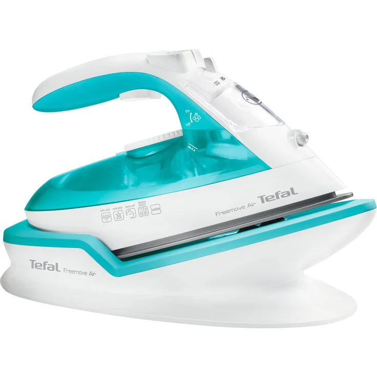 Tefal FV6520 Freemove AIR Dampfbügeleisen, 2400 Watt, 250 ml Wassertankvolumen, Keramiksohle, Dampfstoß 115 g/min, türkis, weiß – Bild 1