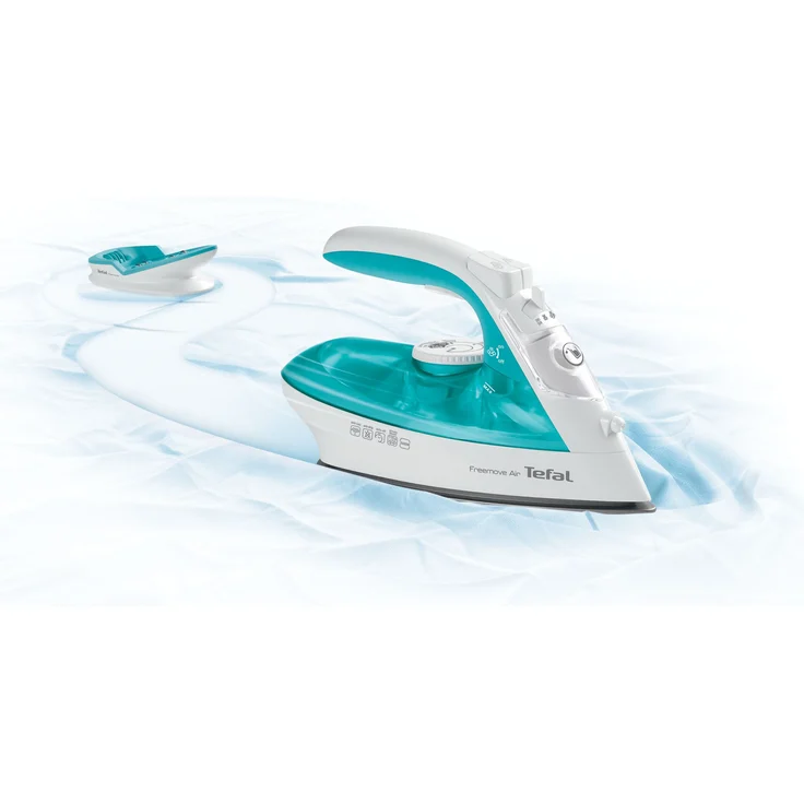Tefal FV6520 Freemove AIR Dampfbügeleisen, 2400 Watt, 250 ml Wassertankvolumen, Keramiksohle, Dampfstoß 115 g/min, türkis, weiß – Bild 3