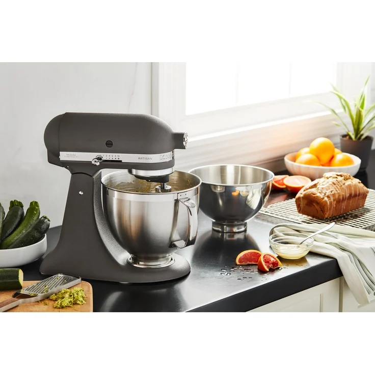 KitchenAid Artisan 5KSM185PSEGR Küchenmaschine mit Direktantrieb, 300W, 4,8 L Edelstahlschüssel mit Griff, 3 l Edelstahlschüssel ohne Griff, imperial grey, Serie: 5KSM185PS – Bild 2