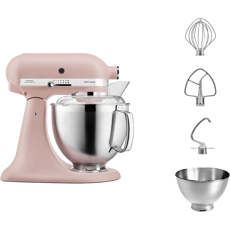 KitchenAid Artisan 5KSM185PSEFT Küchenmaschine mit Direktantrieb, 300W, 4,8L Edelstahlschüssel, feather pink, Serie: 5KSM185PS – Bild 3