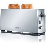 Graef TO 90 Langschlitztoaster, 880W, 6 Bräunungsstufen, Auftaufunktion, Kunststoff, Edelstahl, silber