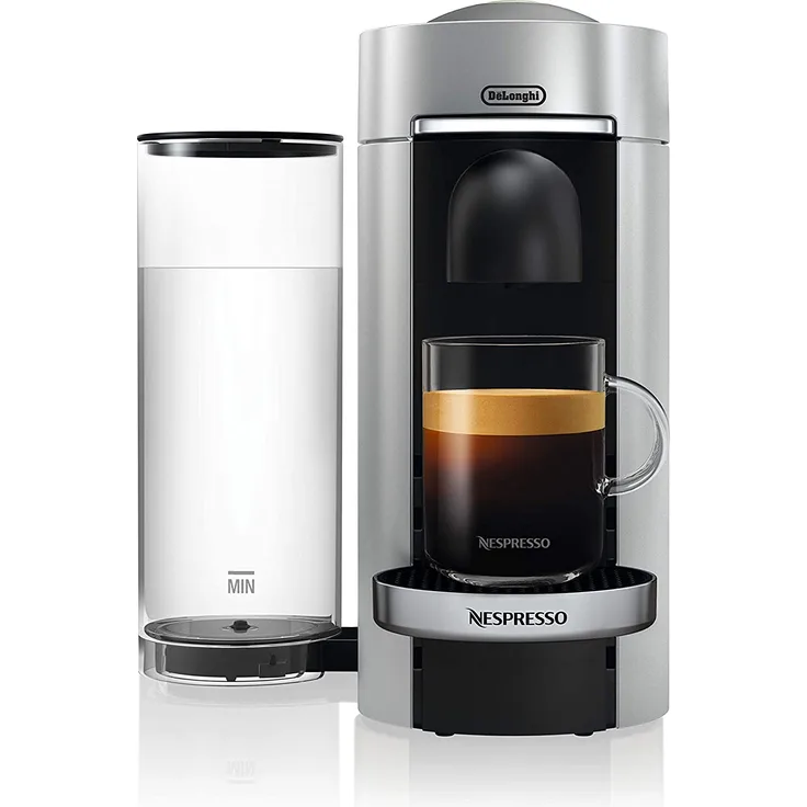 De'Longhi Nespresso Vertuo Plus, ENV 155.S Kaffeekapselmaschine, Perfekte Crema dank Centrifusion Technologie, Inkl. Willkommenspaket mit 12 Kapseln, 1,7 L, silber
