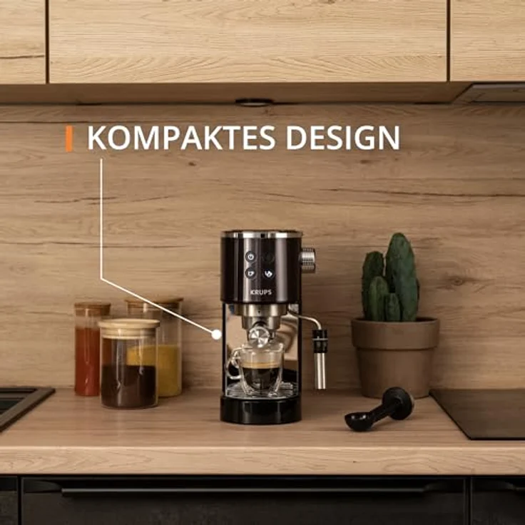 Krups XP 444G Virtuoso+ Espresso-Siebträgermaschine, 1450W, schwarz/edelstahl – Bild 3