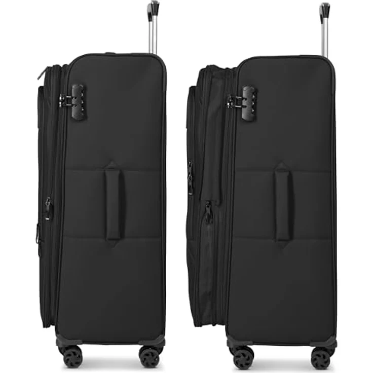 Franky Melbourne 3.0 Koffer L | Trolley Weichgepäck mit 4 Rollen, Hemdenfach, arretierbarer Griff, Dehnfalte, Packriemen, Zahlenschloss, Adressschild | Schwarz – Bild 3