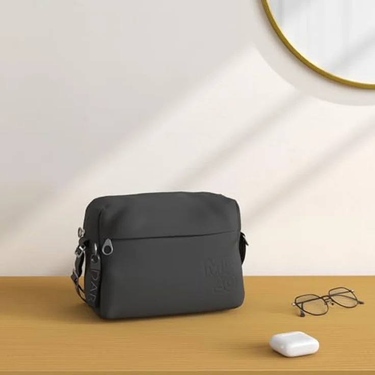 Mandarina Duck MD20 Umhängetasche, 28 cm, schwarzes Mitrix-Material, verstellbarer Trageriemen, praktische Fächer für optimale Organisation – Bild 2
