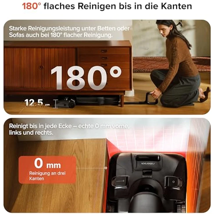 roborock F25 ACE Pro Nass-Trockensauger, 25000Pa Saugkraft, JetFoaming, Anti-Haar-Verwicklung, 180° Flach-Design, Heißwasser-Selbstreinigung und Heißlufttrocknung – Bild 5