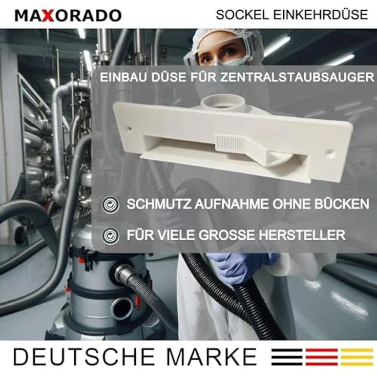Maxorado ZS1 Kehrschaufel mit Kippmechanik, kompatibel mit VacPan BVC und 2 Zoll Sockel, weiße Kunststoff-Ausführung für Küchen- und Badezimmerbereich – Bild 2