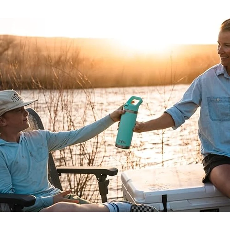 YETI Rambler C Flasche, 18 oz (532 ml) mit auslaufsicherem Trinkhalmdeckel, Edelstahl, farblich abgestimmt in Seafoam – Bild 5