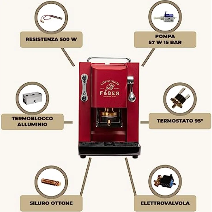 Faber Coffee Machines Pro Deluxe Espressomaschine ESE Pad 44 mm, einfache Reinigung, Tassenwärmer, schnelles Aufheizen, Chrom-Finish – Bild 7